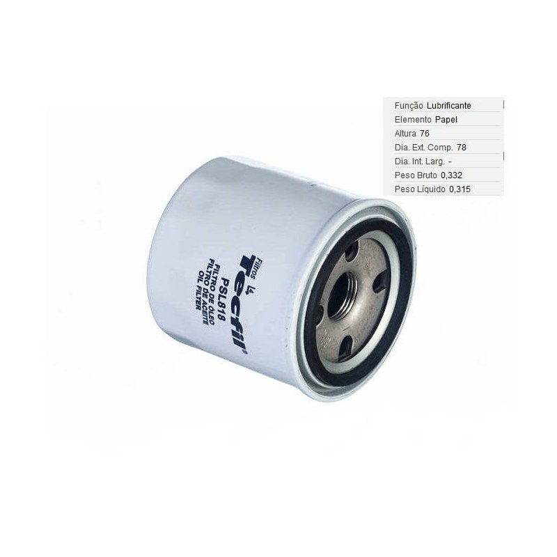 FILTRO LUBRIF /OLEO - TECFIL - PSL818